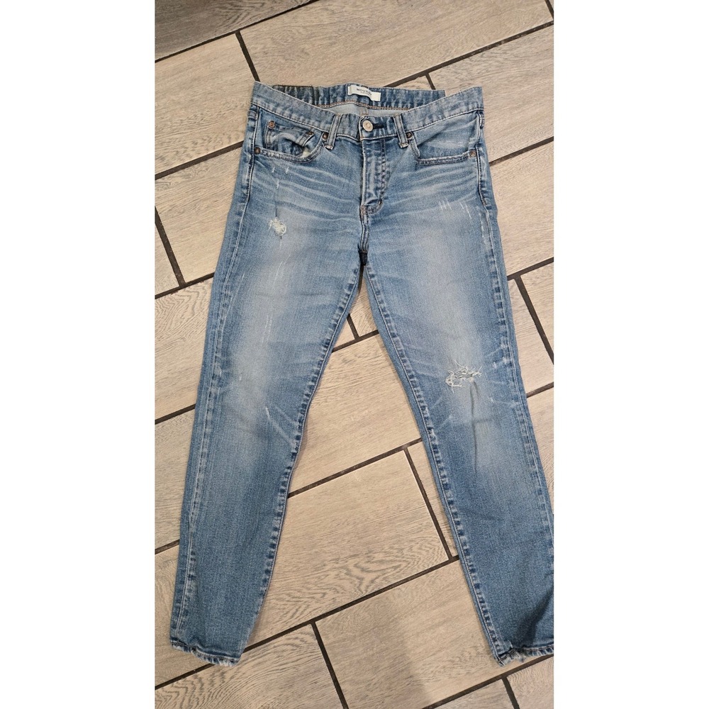 Moussy Vintage Distressed Tapered Light Wash Jeans Size 28 025DAC12-1030